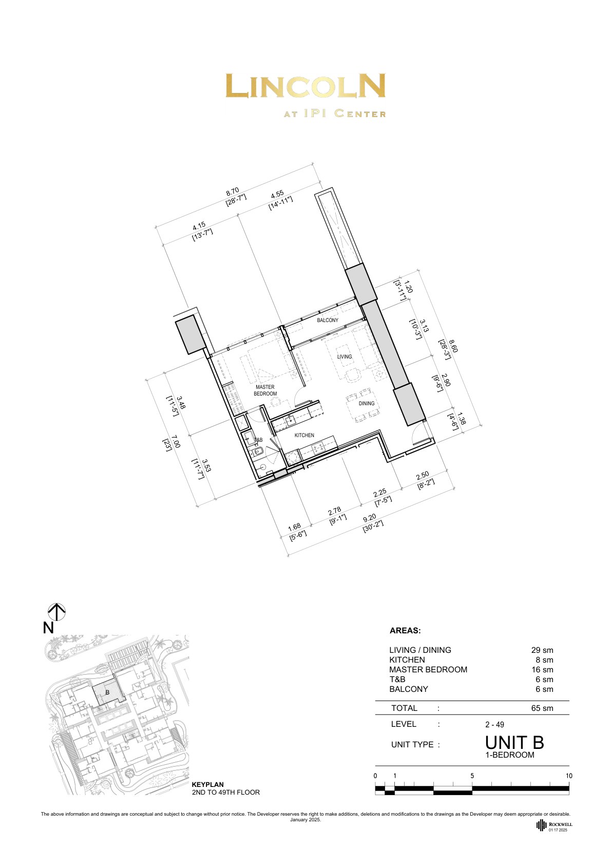 One Bedroom Floor Plan — Unit B (North-West)
