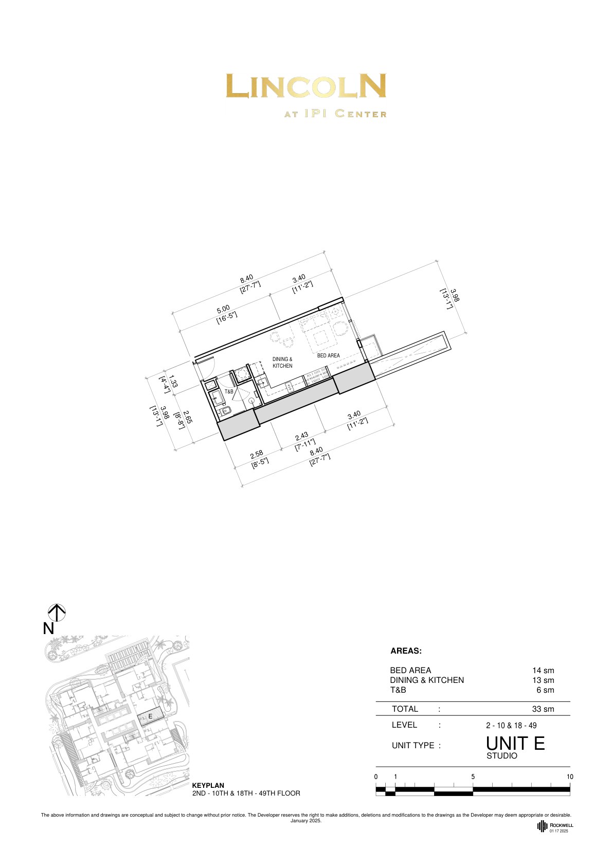 Studio Floor Plan — Unit E (North-East)